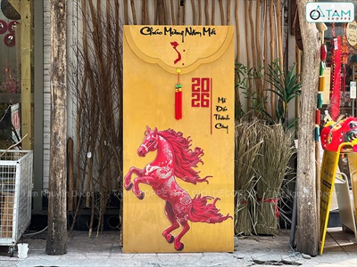 [ORDER 3-5 NGÀY] Mô hình Bao lì xì cỡ lớn Vàng Gold Tết Bính Ngọ [Bằng gỗ - Đế tự đứng] C2x1m BAOLIXI-05